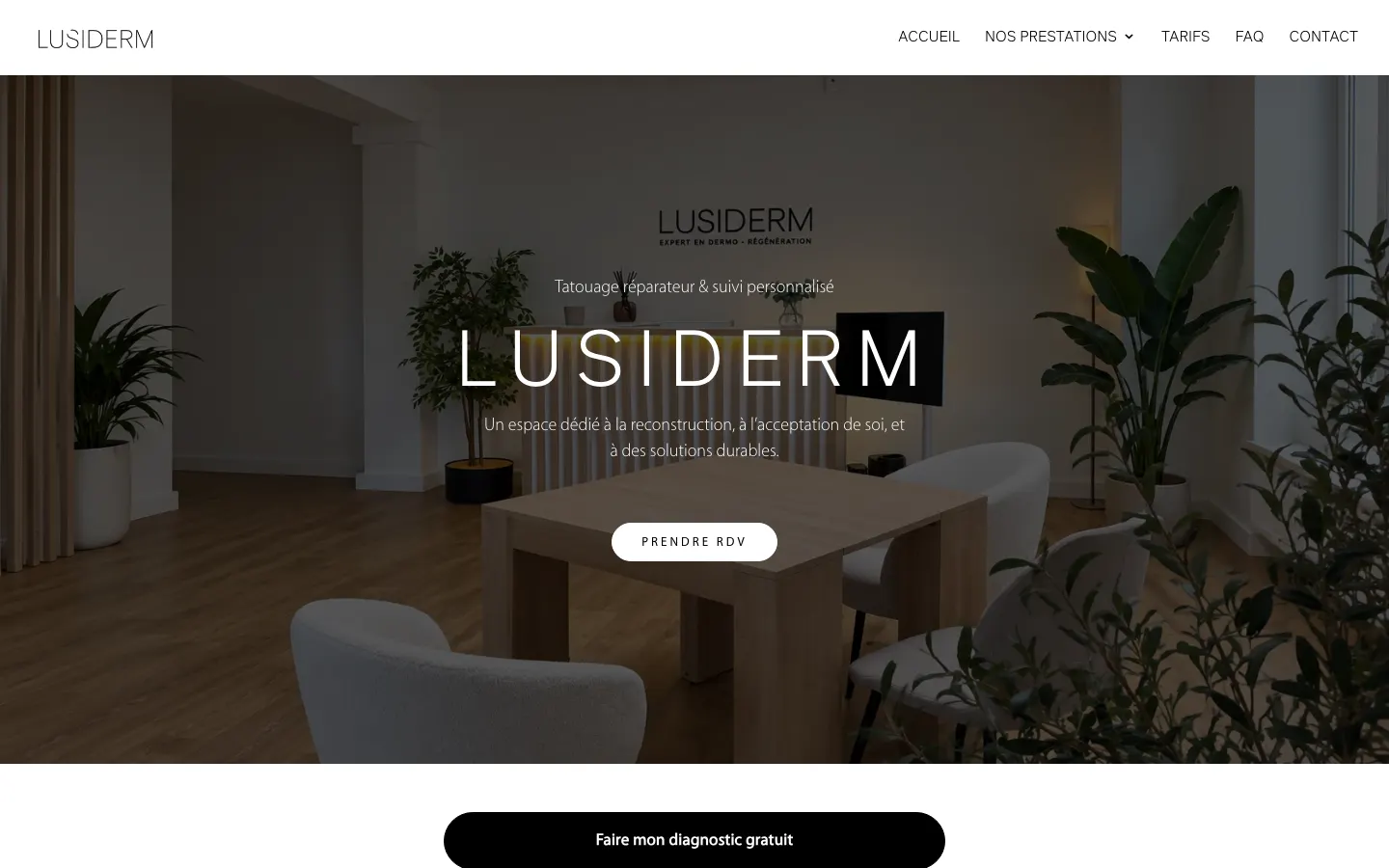 Page d'accueil du site de Lusiderm