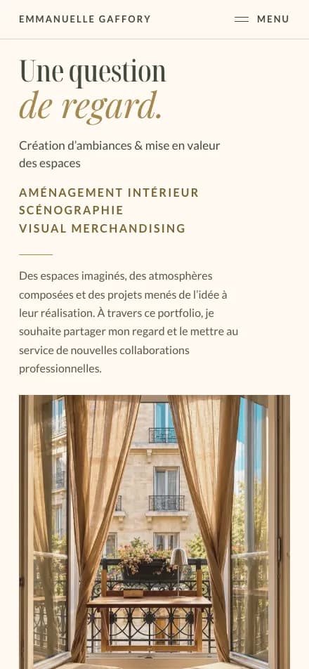 Site Emmanuelle Gaffory sur mobile