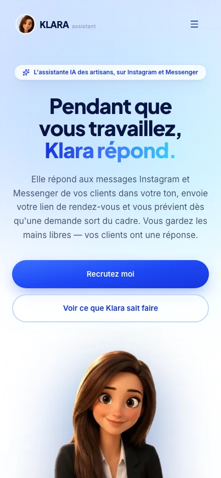 Site Klara sur mobile