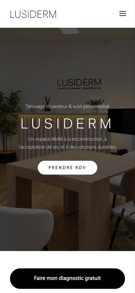 Site de Lusiderm sur mobile